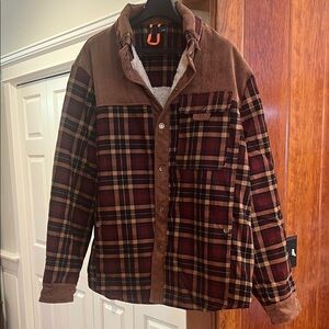 NWOT: Men's Brown Plaid Field Jacket